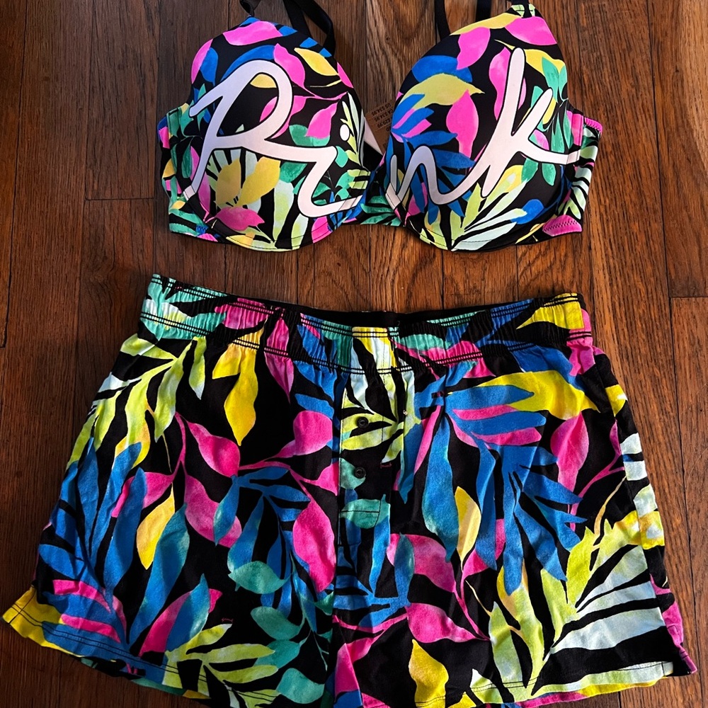 Victoria's Secret PINK Colorful Bra & Boxer Set(Last call for sale)
